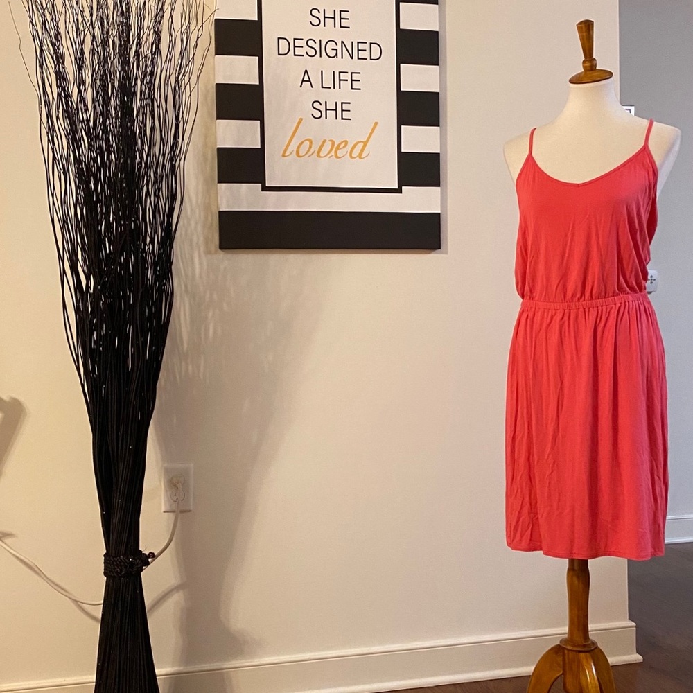Spaghetti strap dress elastic waist